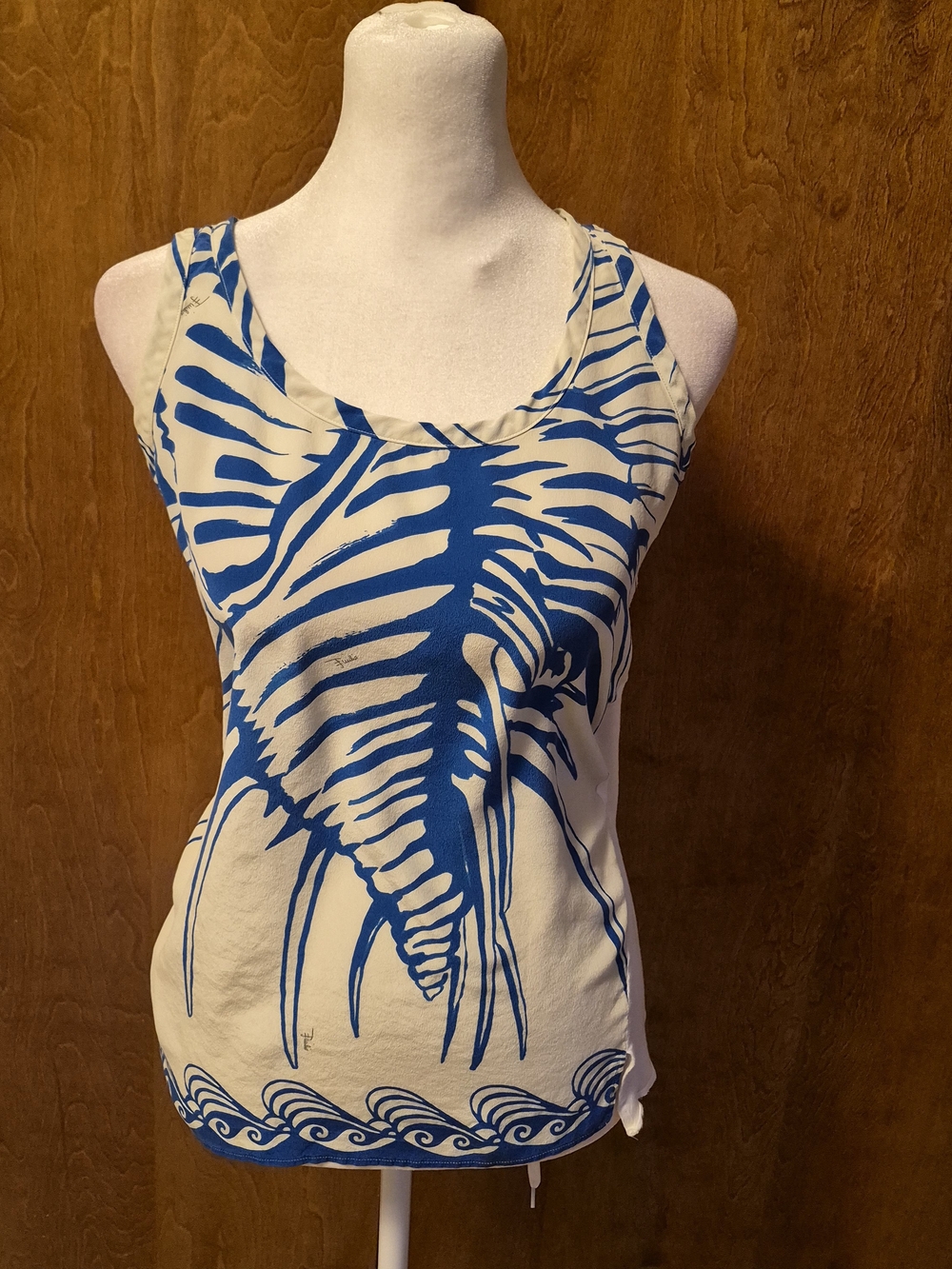 RARE Emilio Pucci Blue and Cream Graphic Tank Top - Picture 3 of 14